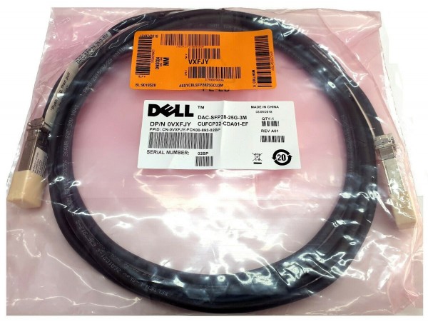 Dell 3m 25Gbe SFP28 SFP+ Kabel DAC DAC-SFP28-25G-3M 25Gbit SFP 28 VXFJY