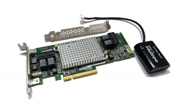 Adaptec 81605ZQ 16-port intern SATA / SAS RAID Controller 12G PCIe x8 3.0 1024MB 1GB inkl BBU / AFM-