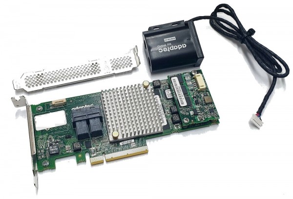 Adaptec 8805 8-port intern SATA / SAS RAID Controller 12G PCIe x8 3.0 1024MB 1GB inkl BBU / AFM